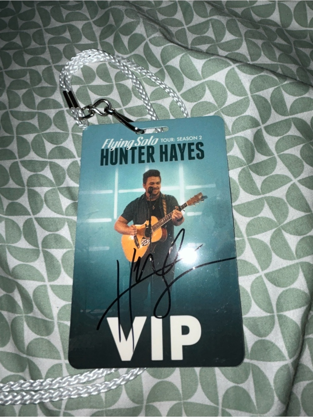 Hunter Hayes VIP Lanyard Pass - Teal and White “Flying Solo” Tour